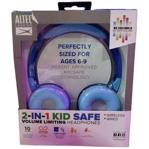10 Hr Blue & Pink Kid Safe Headphones Ages 6-9. New